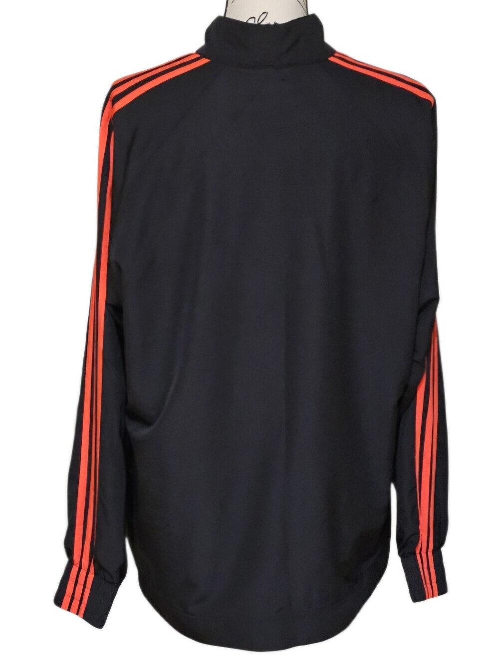 Adidas Vintage Black Jacket with Dark Coral Stripes - Picture 7 of 9